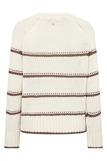MMRola Bine LS V-neck Stripe Crewneck Knit Coffée Quartz