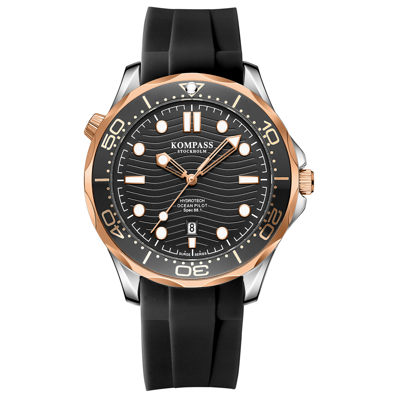 Kompass Ocean Pilot Rose Gold Silver Black