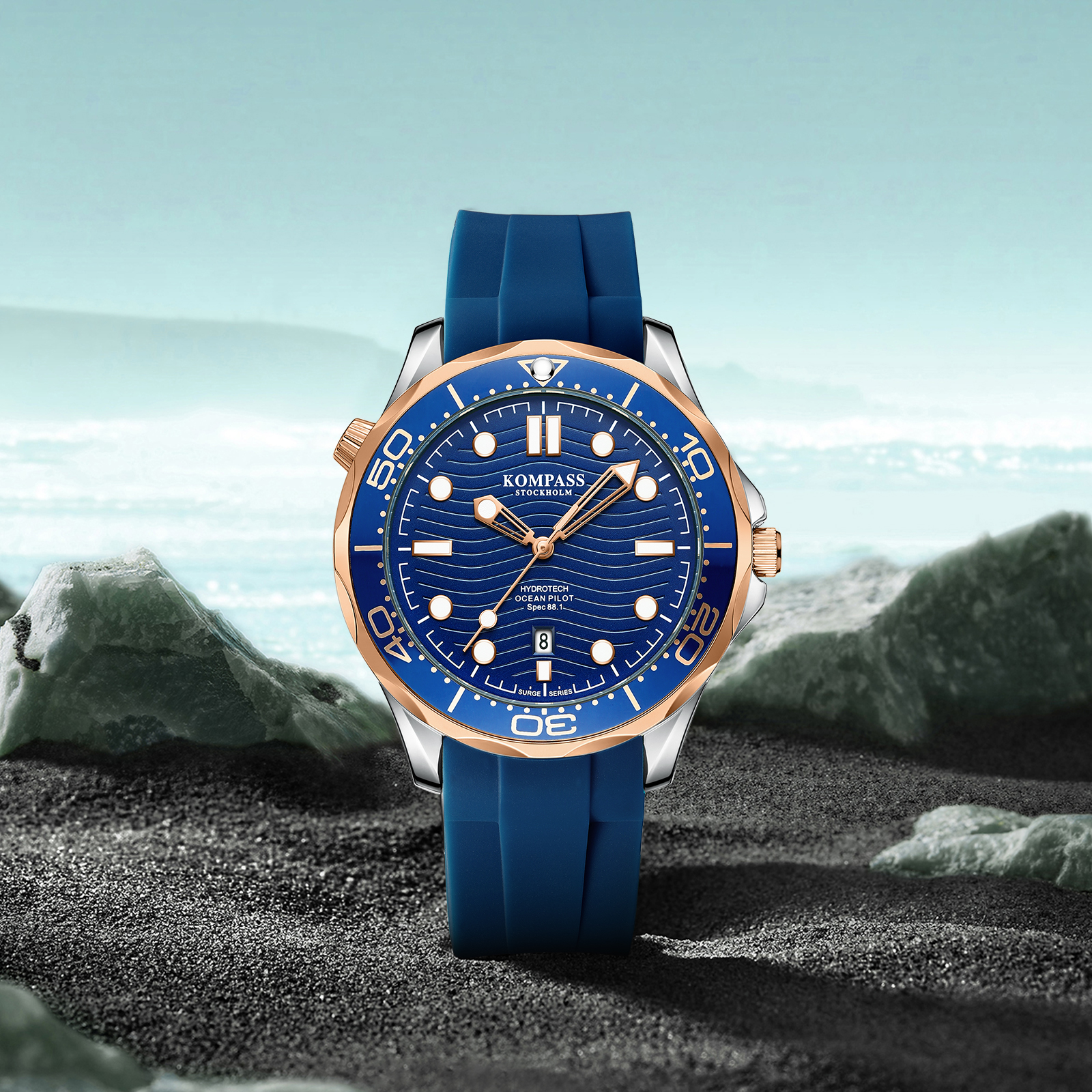 Kompass Ocean Pilot Rose Gold Silver Blue - 5