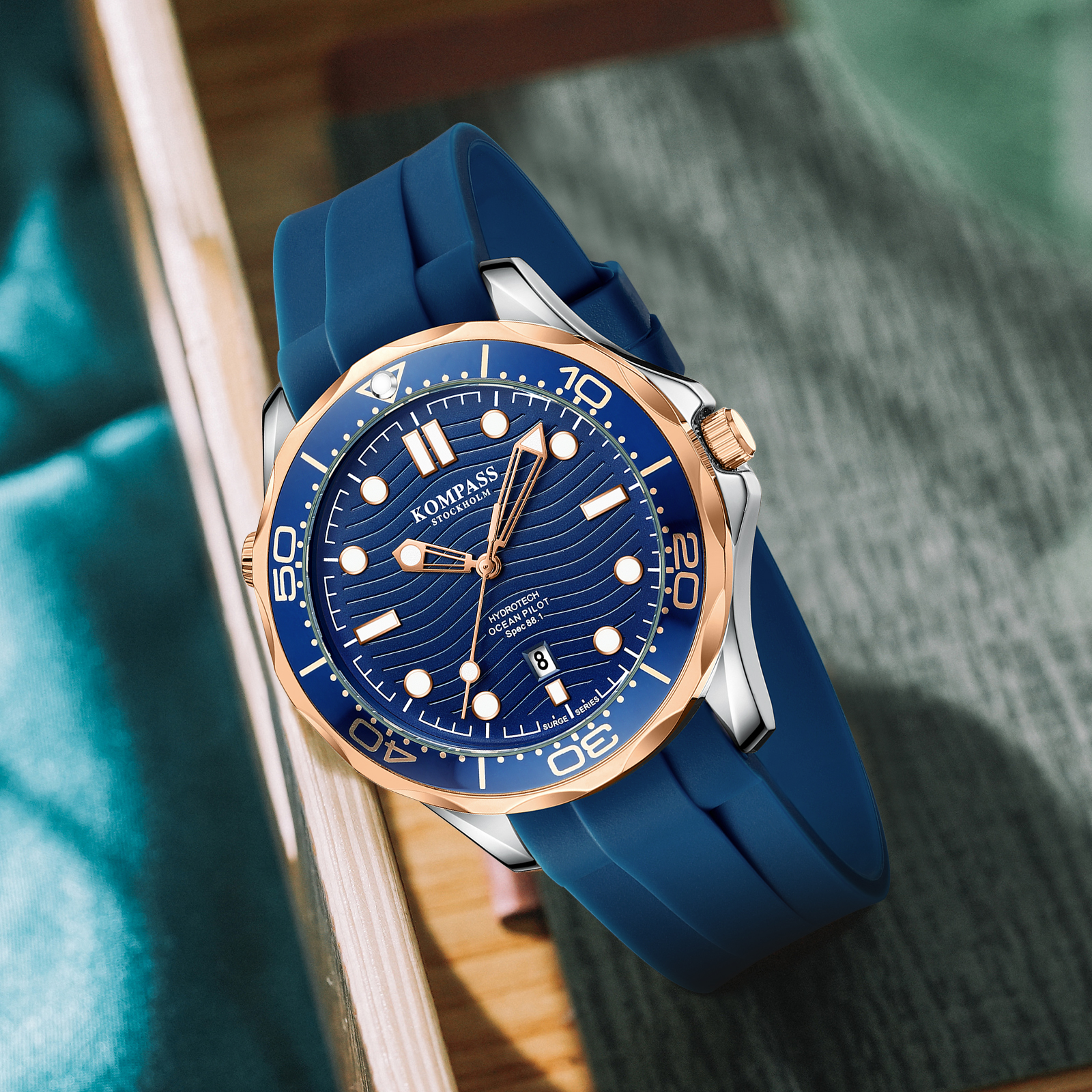 Kompass Ocean Pilot Rose Gold Silver Blue - 4