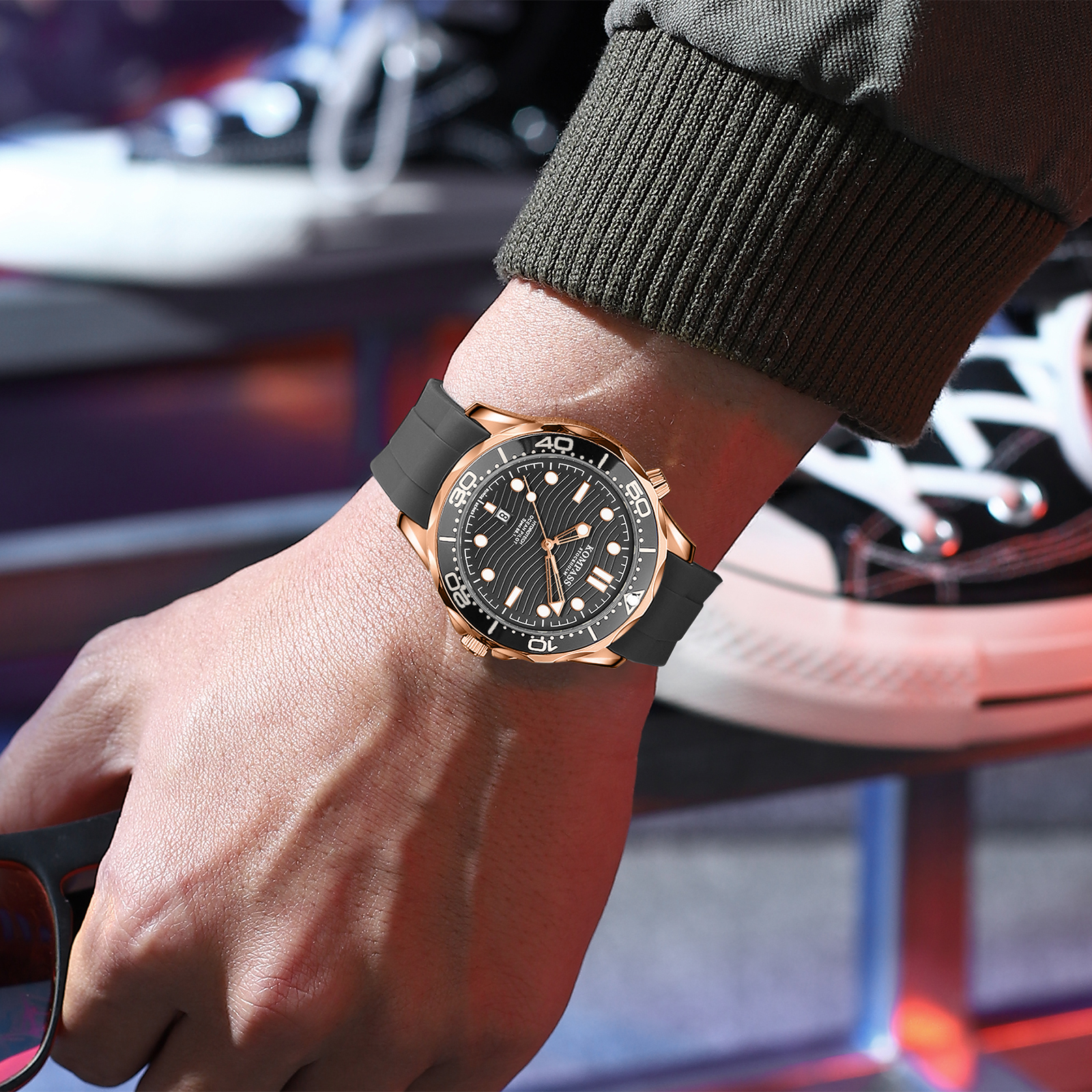 Kompass Ocean Pilot Rose Gold Black - 7
