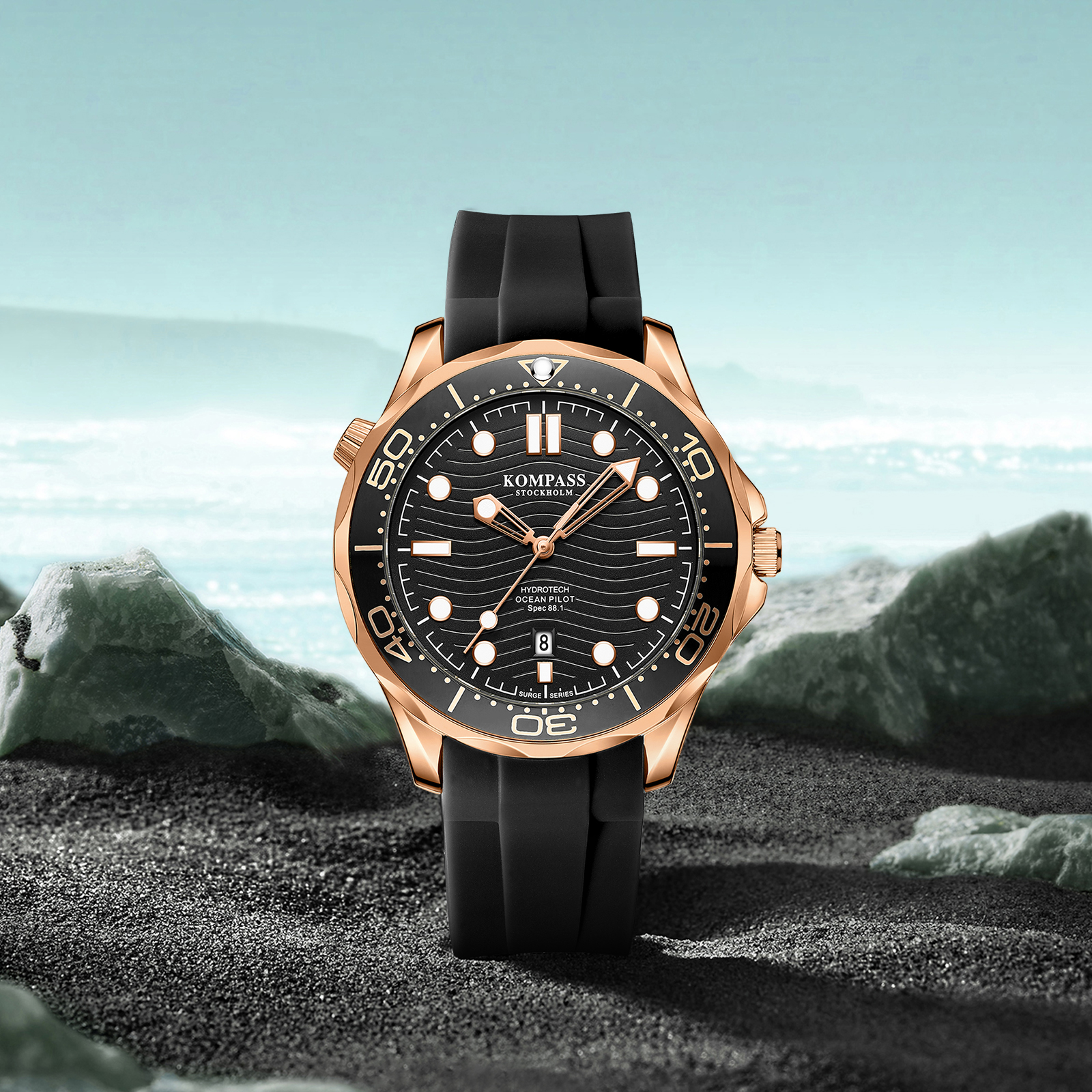 Kompass Ocean Pilot Rose Gold Black - 5