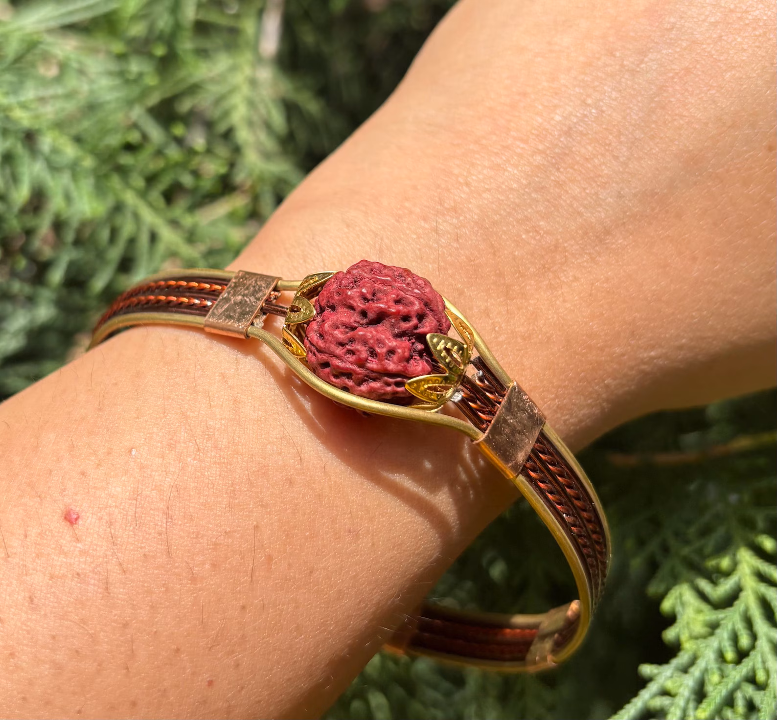 Koppararmband med Rudraksha - 2