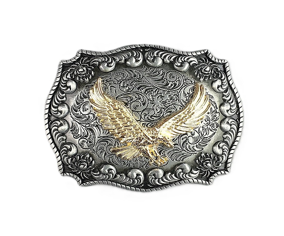 Western Rodeo Fly Eagle zweifarbige Gürtelschnalle. - 2