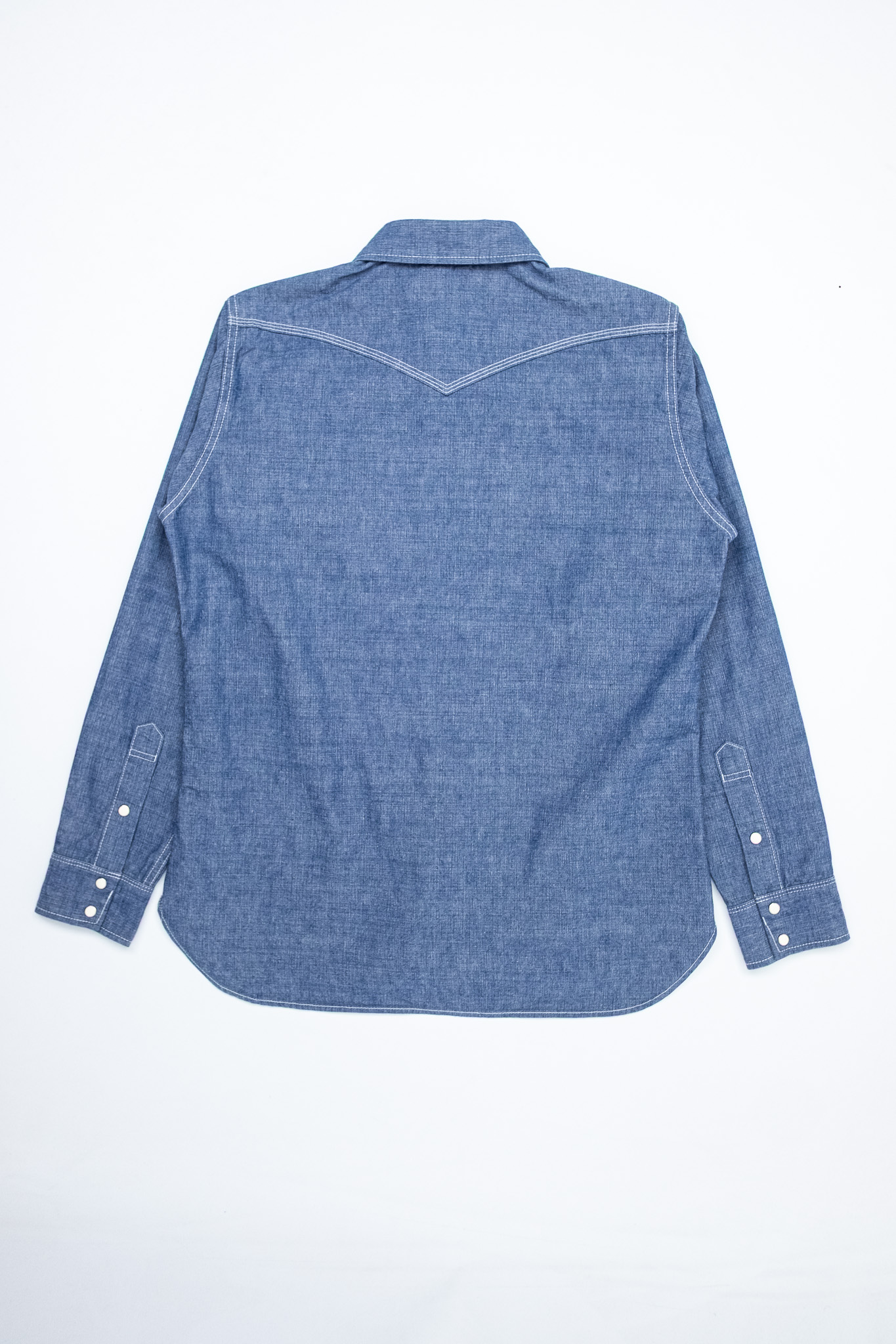 Iron Heart - IHSH-13-BLU 10oz Selvedge Chambray Single Yoke Western Shirt Blue - 3