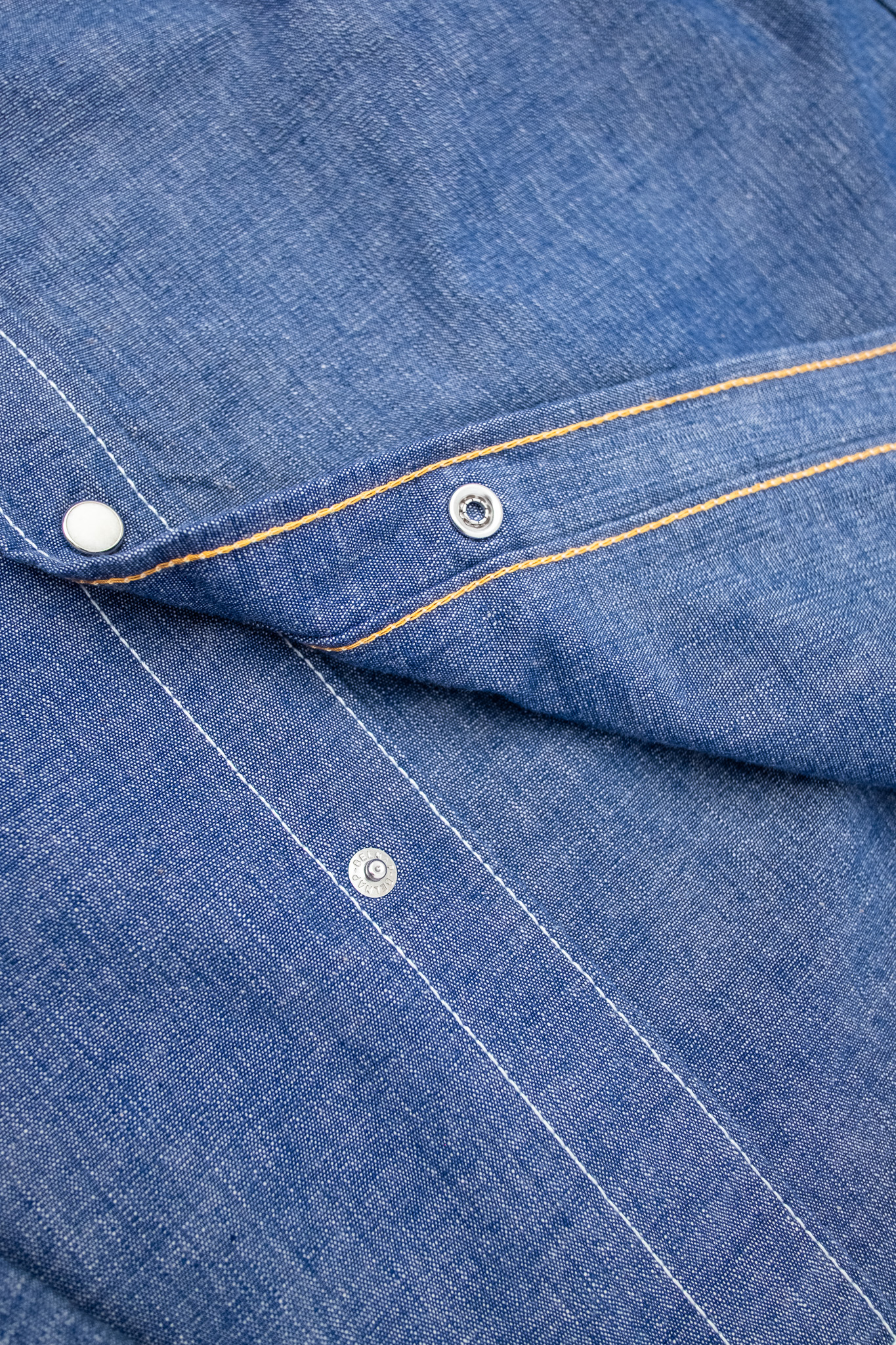 Iron Heart - IHSH-13-BLU 10oz Selvedge Chambray Single Yoke Western Shirt Blue - 8