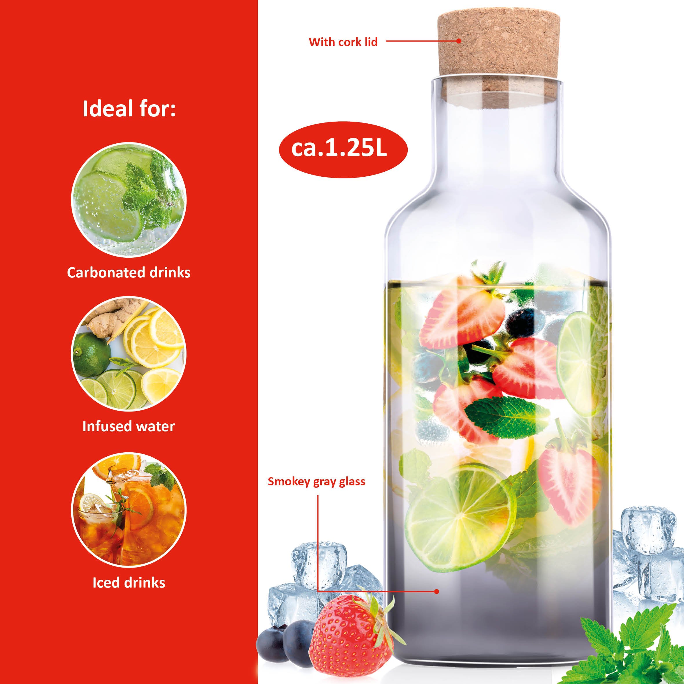 Glasflaska med korklock 1,25 liter - 3