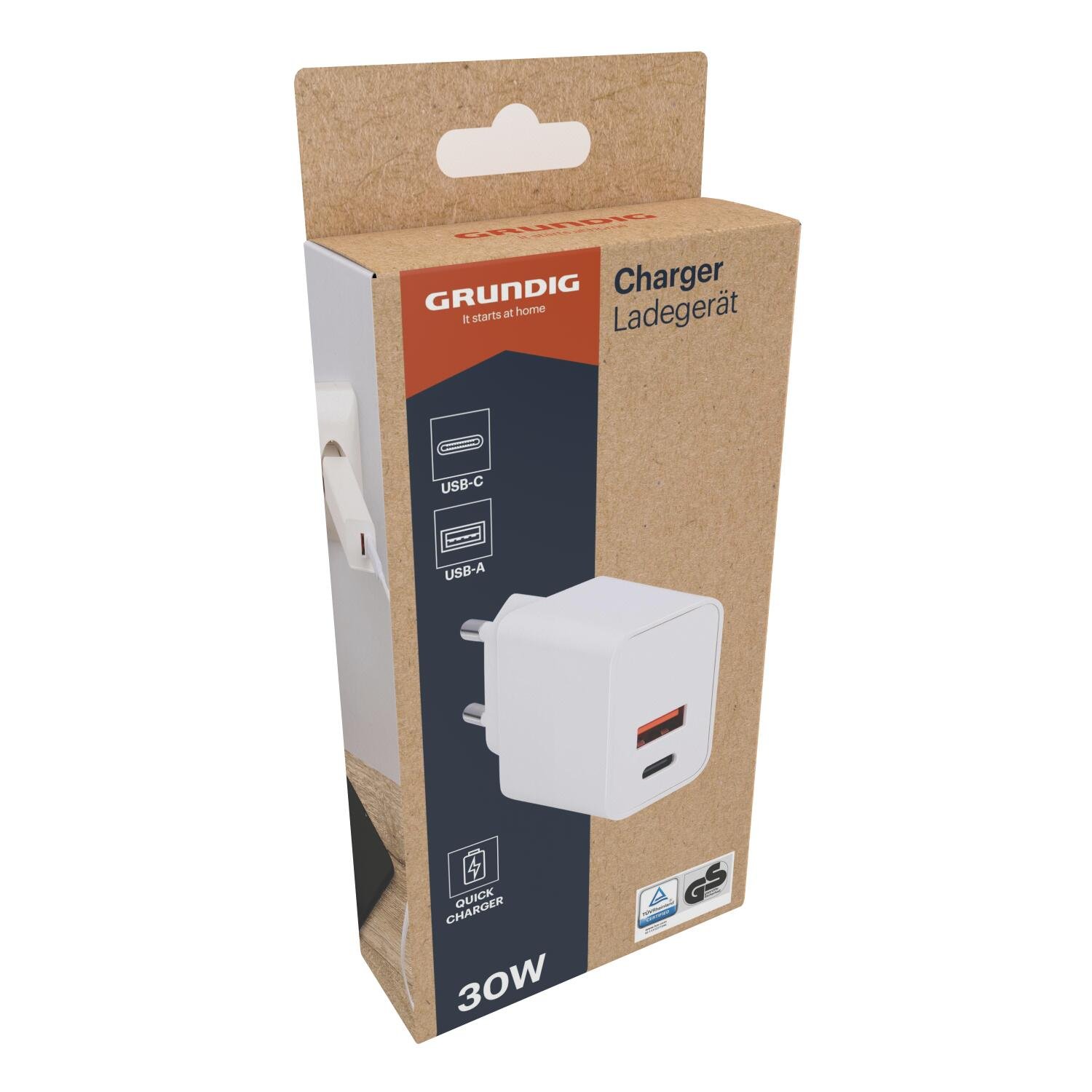 Väggladdare 30W USB-A & USB-C