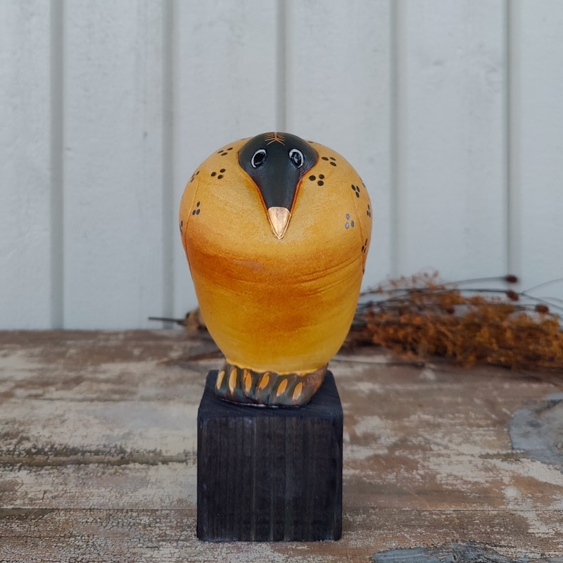 Fågel Fenix Ossian gul av Lisa Larson