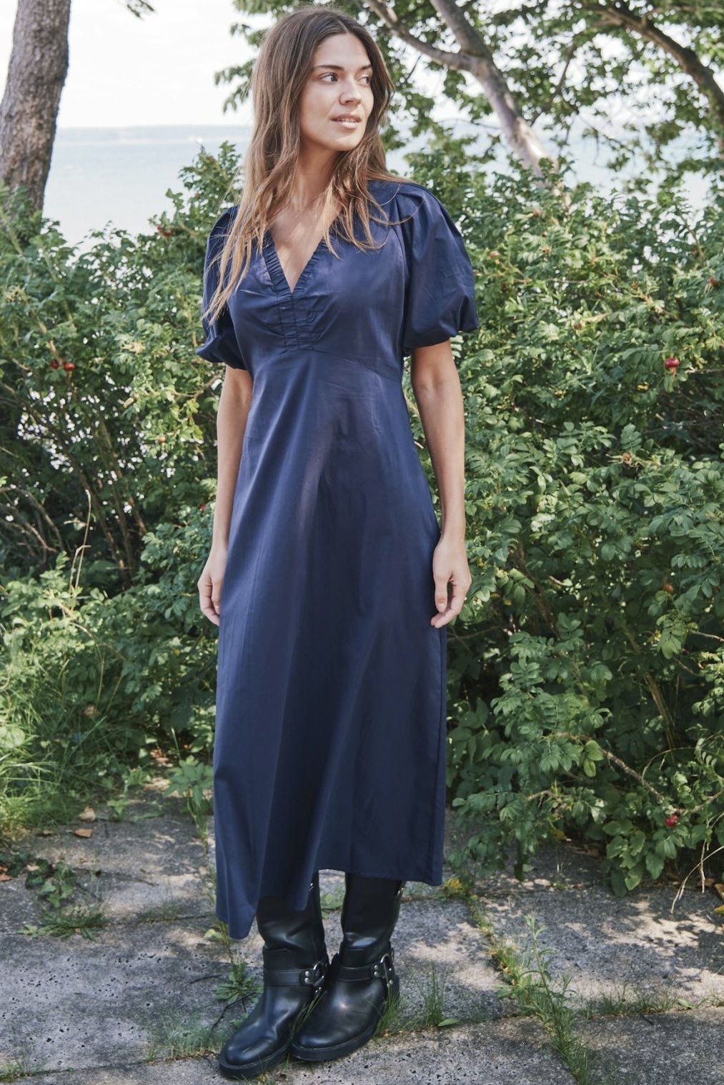Neo Noir - Illana Poplin Dress Navy - 6