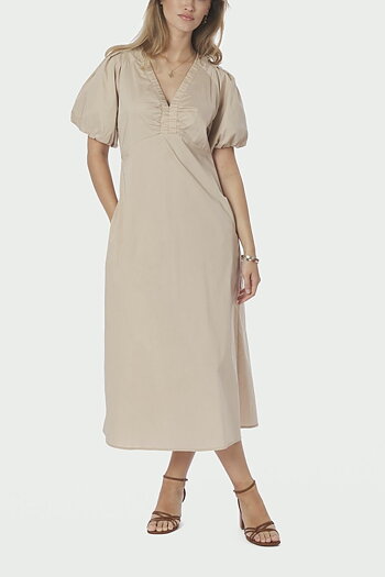 Neo Noir  - Illana Poplin Dress Dark Taupe