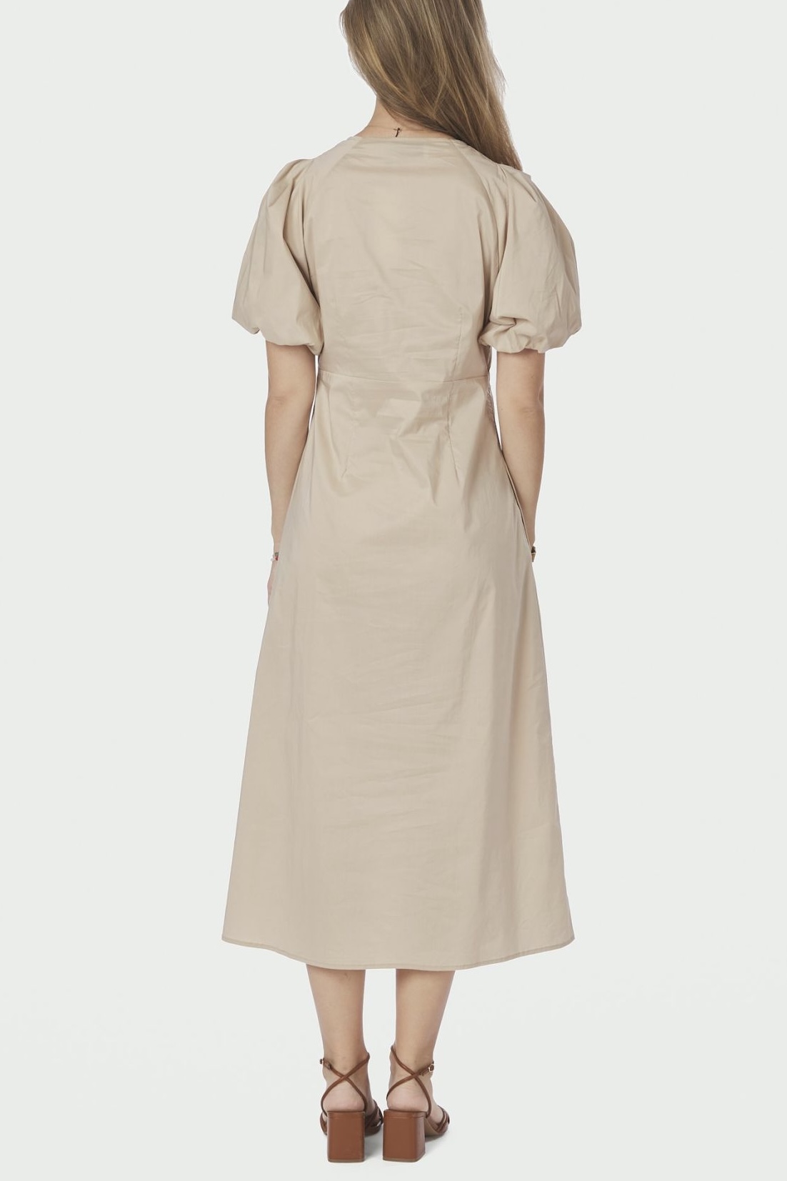 Neo Noir  - Illana Poplin Dress Dark Taupe - 2