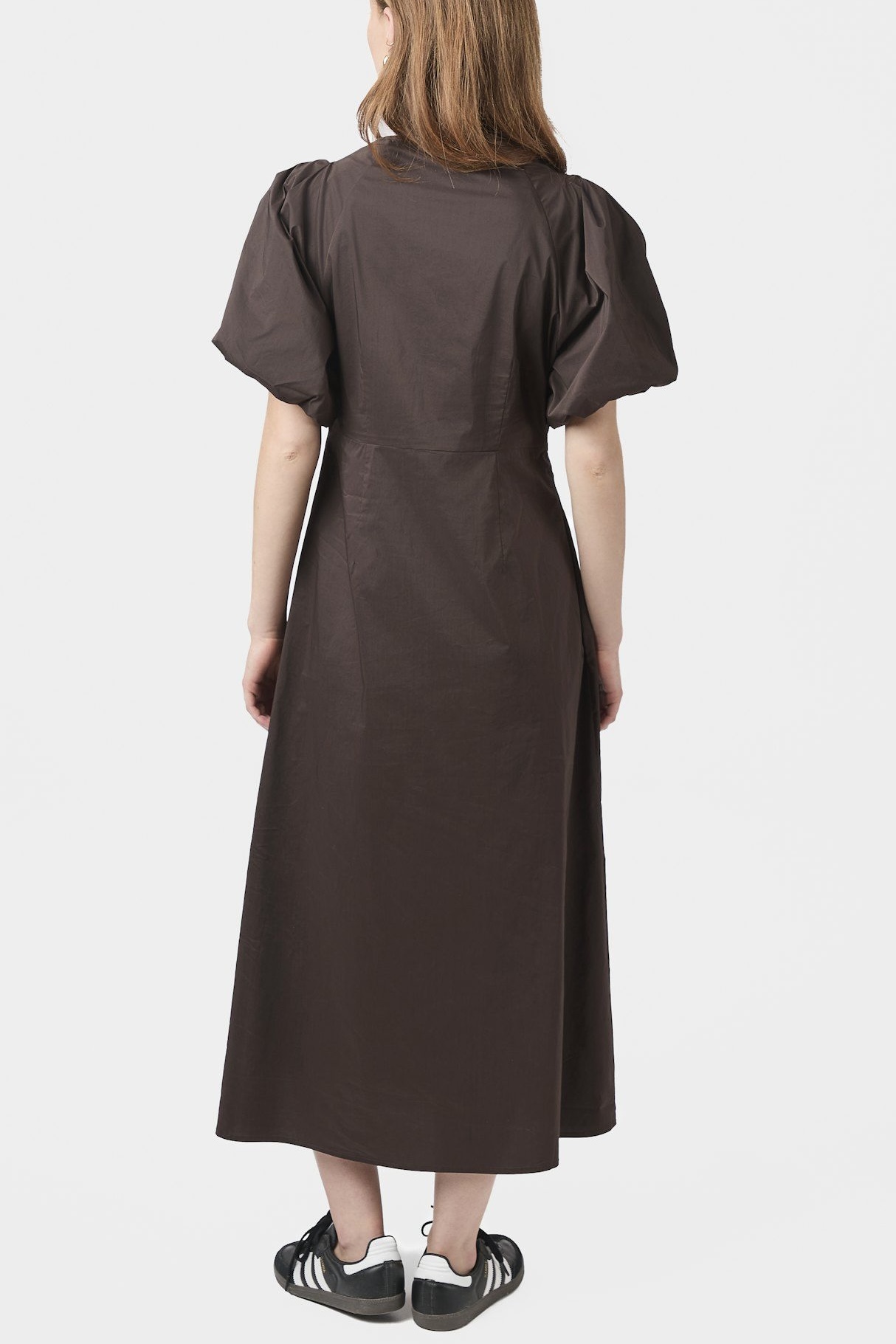 Neo Noir  - Illana Poplin Dress Chocolate Brown - 2