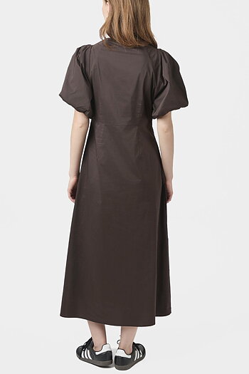 Neo Noir  - Illana Poplin Dress Chocolate Brown