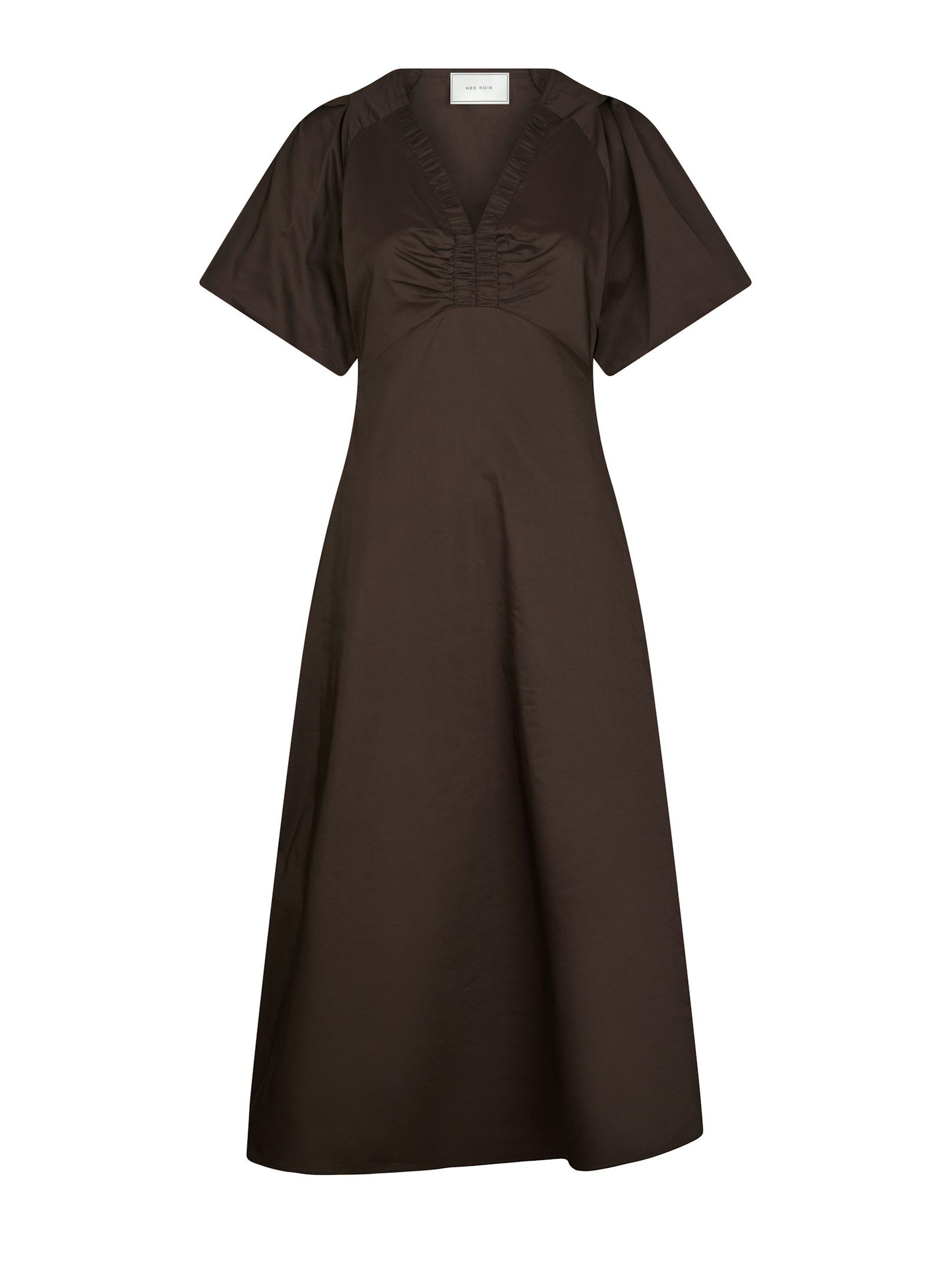 Neo Noir  - Illana Poplin Dress Chocolate Brown - 4