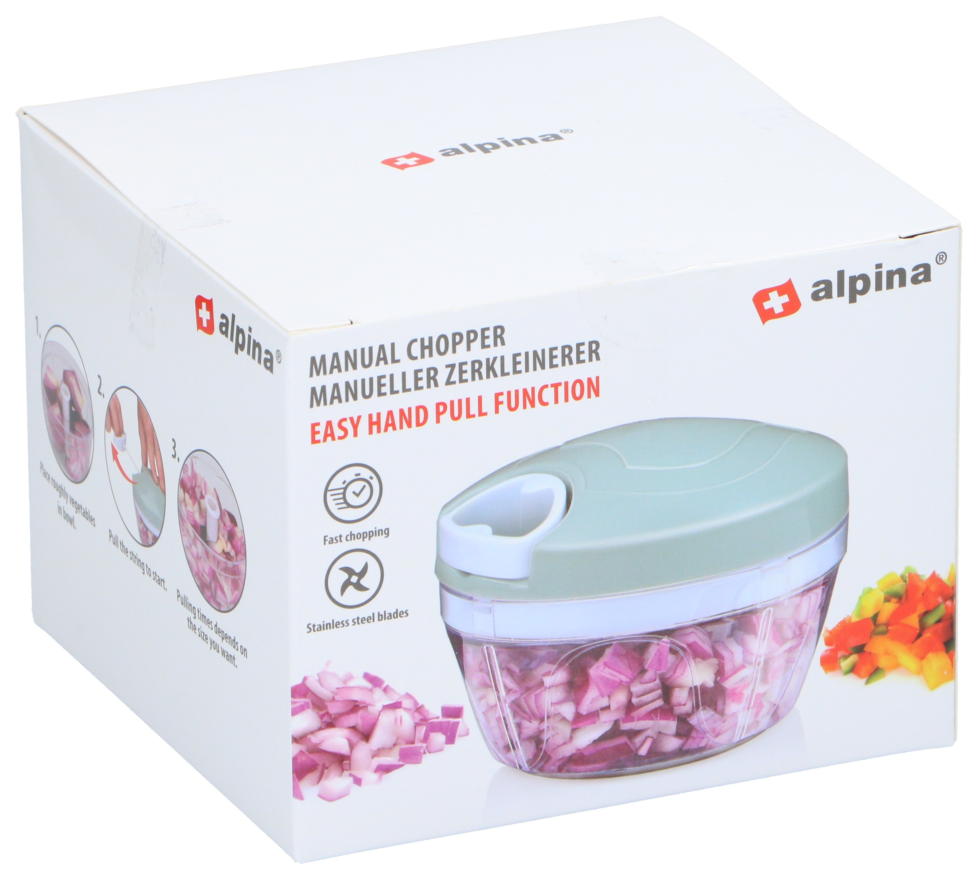 ALPINA Chopper Speedy Ø12,5 cm – Manuell Hackare för Snabb Grönsakshackning - 3