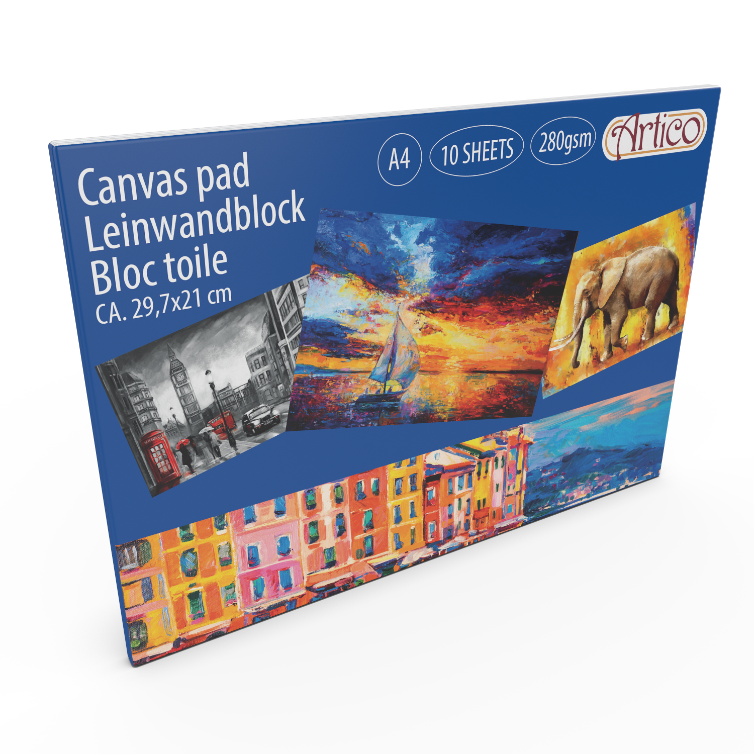 ARTICO Canvas Pad A4 – 10 Ark 280 gsm för Målning & Blandade Tekniker