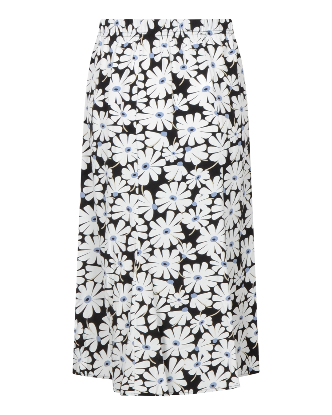 Kjol klockad svart med vita blommor - 2