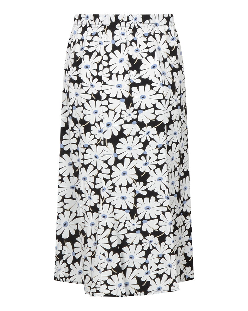 Kjol klockad svart med vita blommor