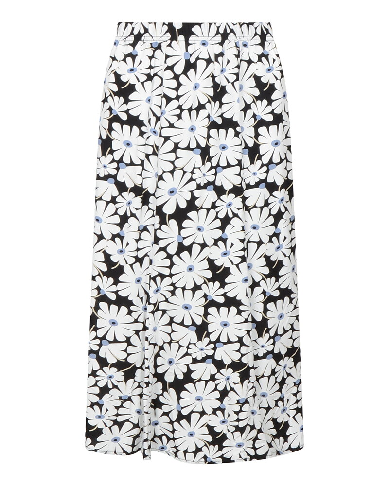 Kjol klockad svart med vita blommor