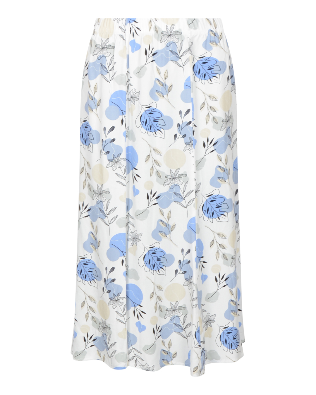 Kjol klockad offwhite mönstrad blå/beige