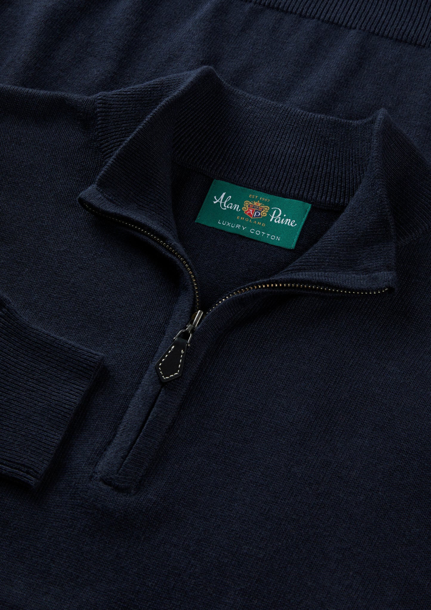  1/4 Zip tröja i marinblå från Alan Paine - 2