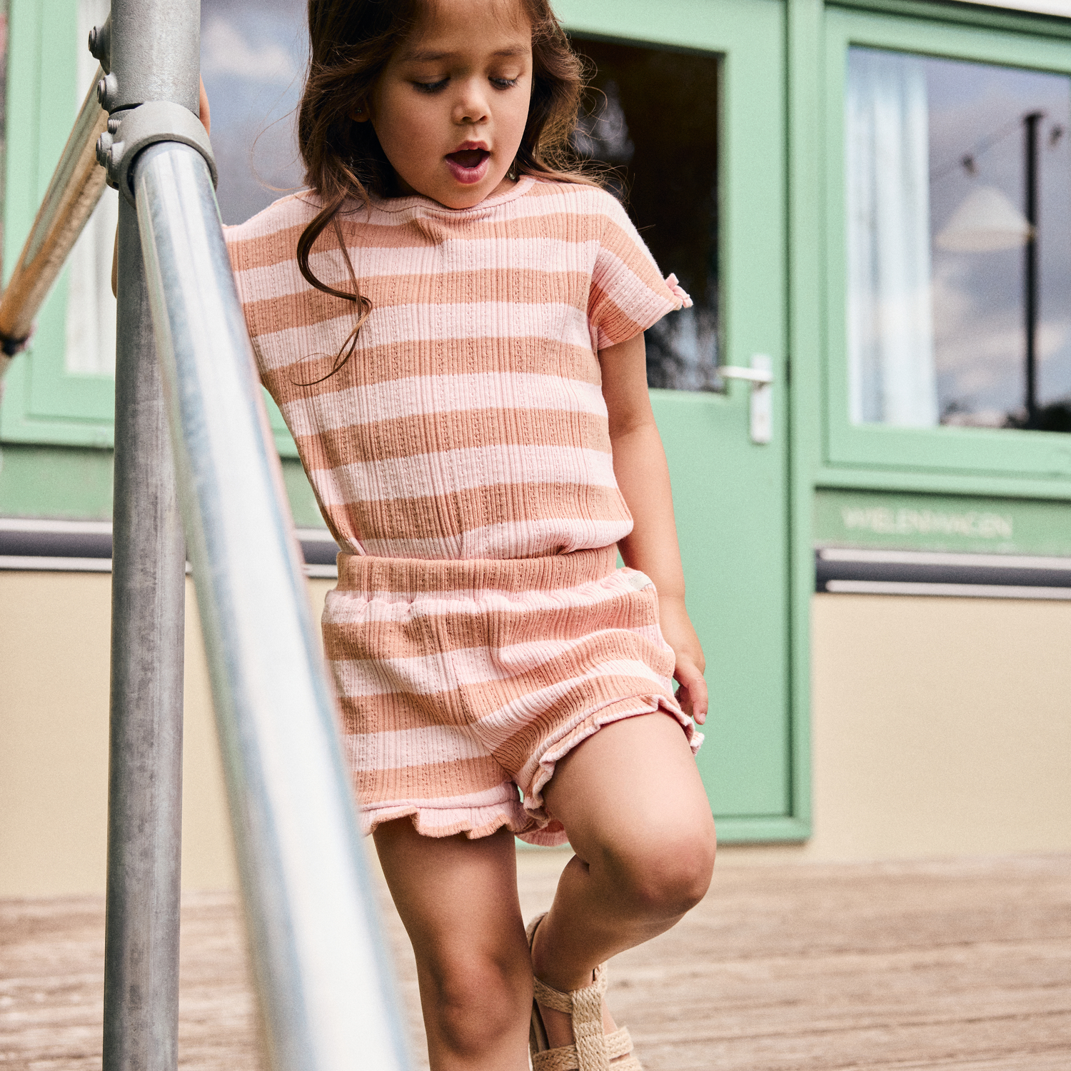 Ruffle Shorts Fancy Stripe Silver Pink - 4