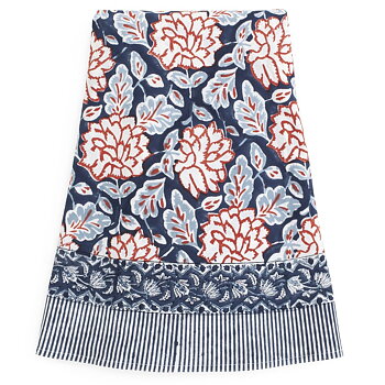 Rund bomullsduk Dahlia Blue & Red