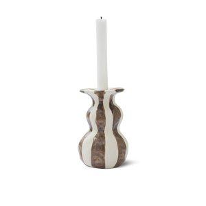 Candleholder Striped Brown Medium