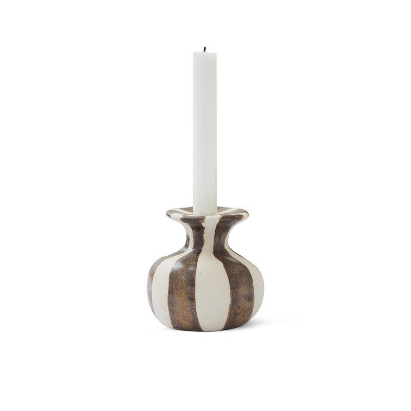 Candleholder Striped Brown Small