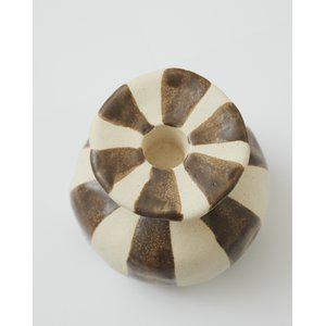 Candleholder Striped Brown Small