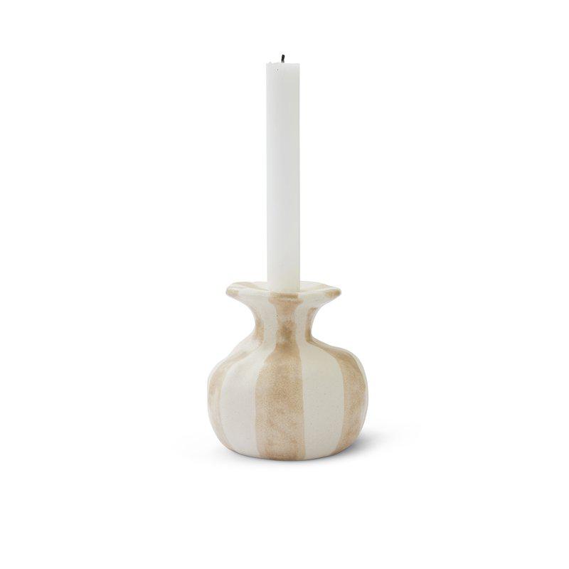 Candleholder Striped  Beige