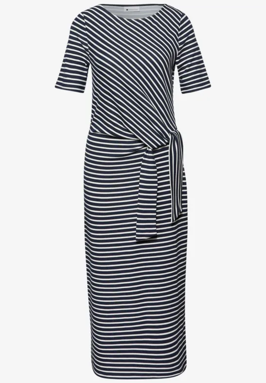 Knot Jersey Dress Shadowed Navy Randig trikåklänning