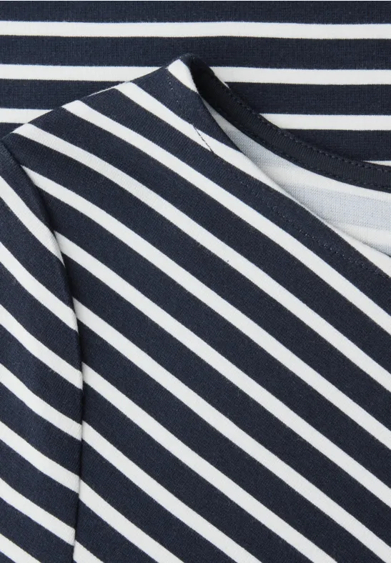 Knot Jersey Dress Shadowed Navy Randig trikåklänning