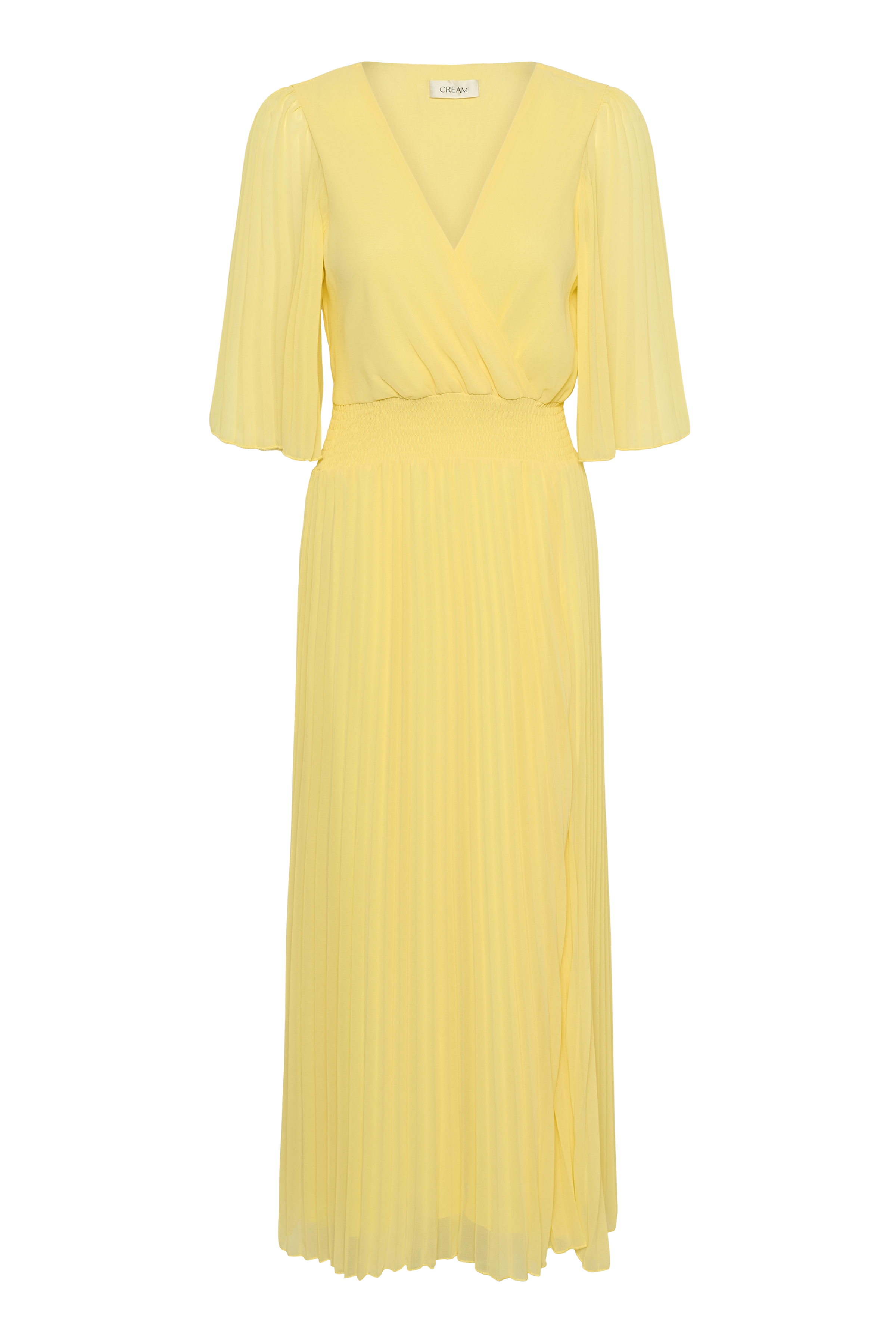 CRAluna Short Sleeve  Dress Lemon Meringue  Ljusgul plisserad klänning - 4
