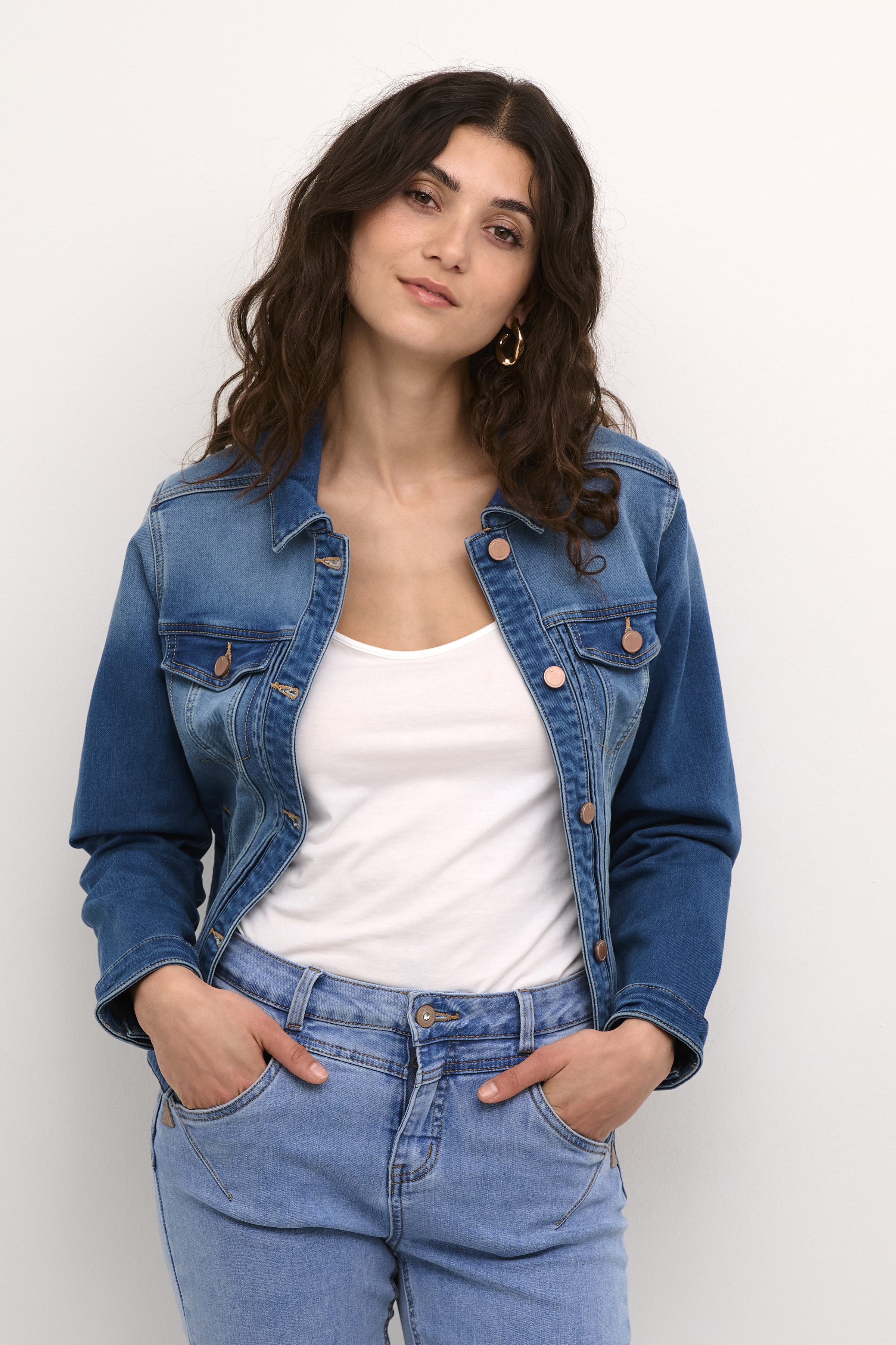 CRRota Jogg Denim Jacket Medium Blue Stretchig jeansjacka - 3