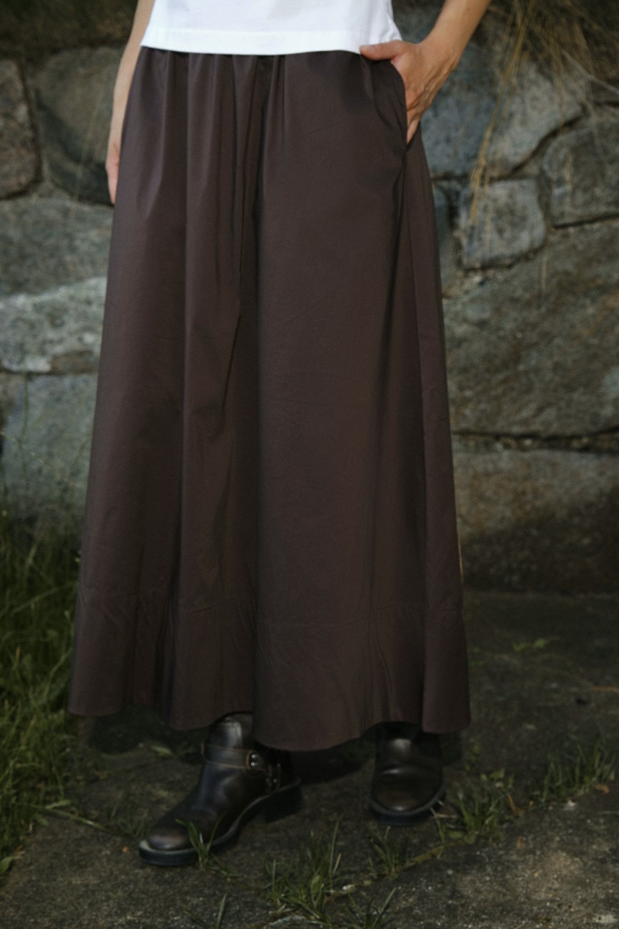 Neo Noir - Yara Poplin Skirt Chocolate Brown - 8