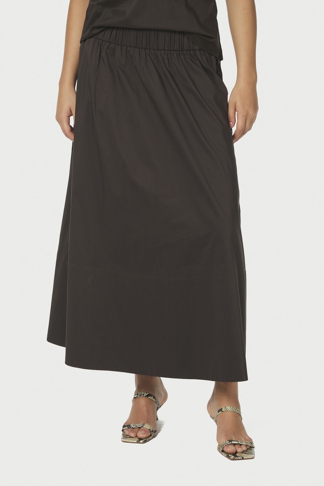 Neo Noir - Yara Poplin Skirt Chocolate Brown