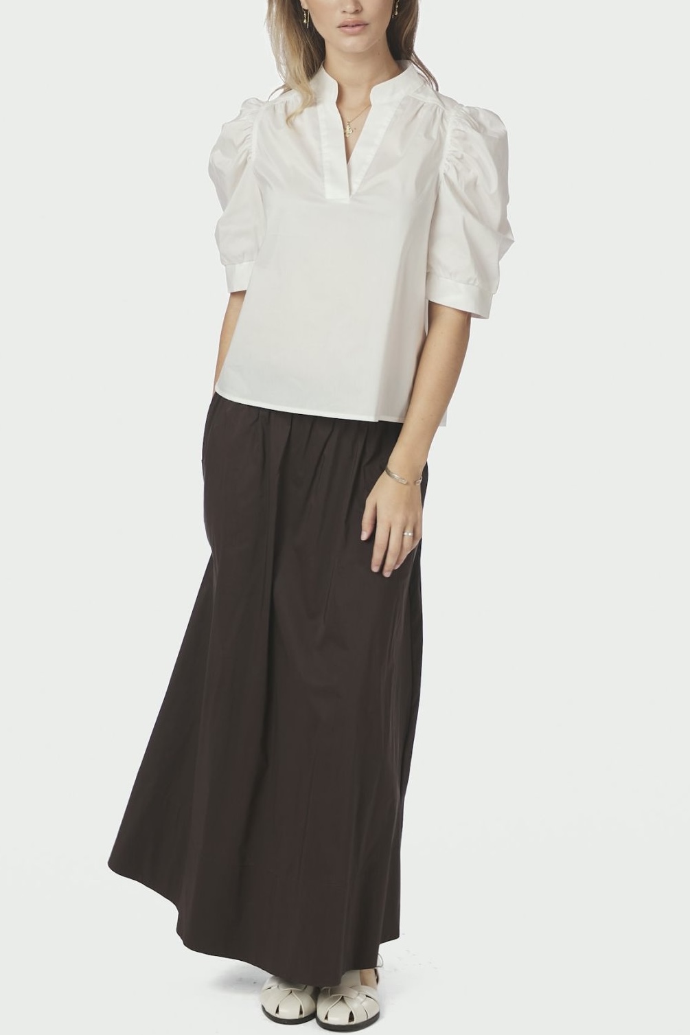 Neo Noir - Yara Poplin Skirt Chocolate Brown - 3