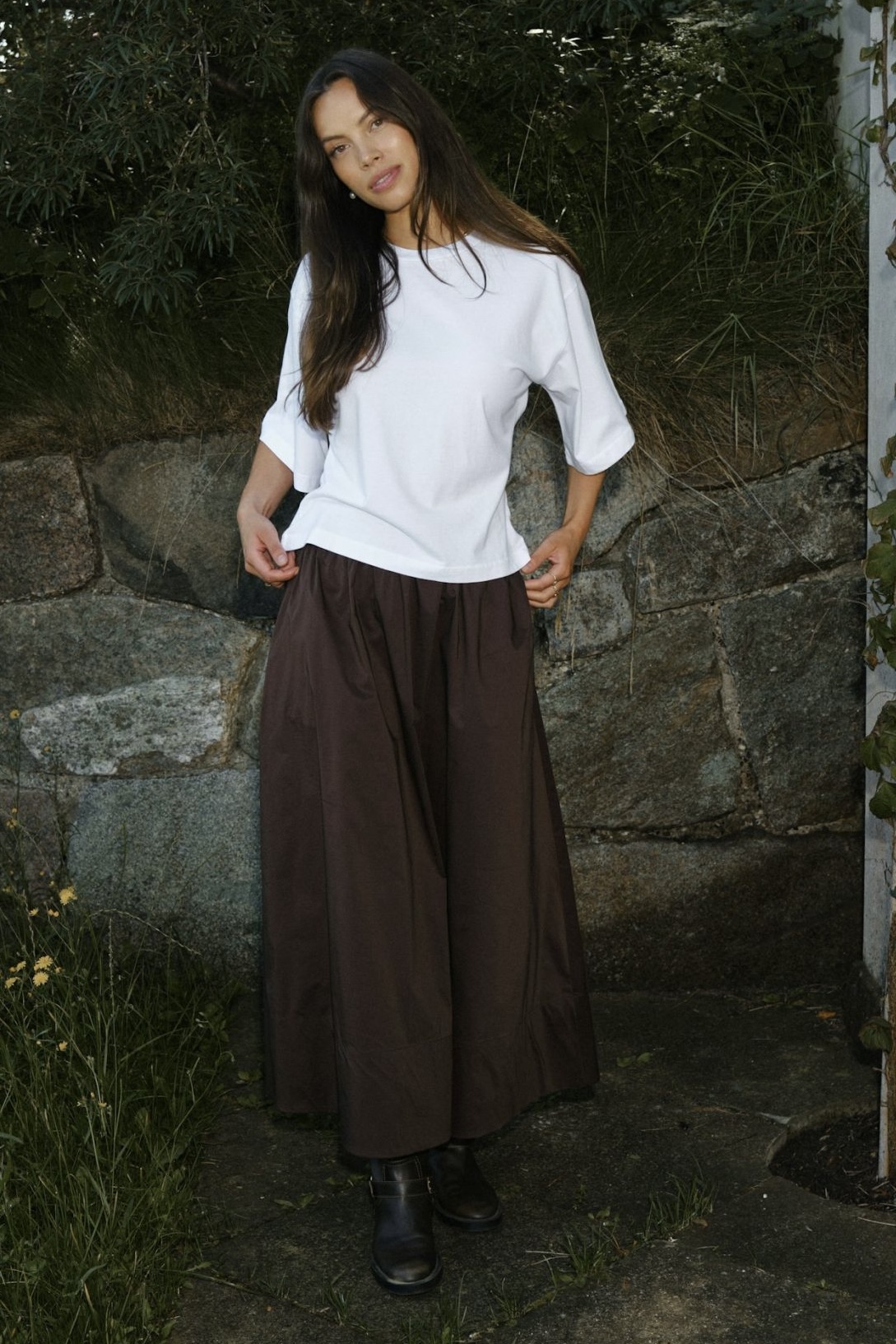 Neo Noir - Yara Poplin Skirt Chocolate Brown - 9