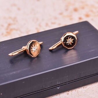 Chest buttons with CZ 18k gold, Vintage