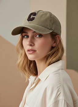 Cap C washed cotton khaki/brown
