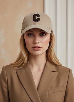 Cap C washed cotton taupe/brown