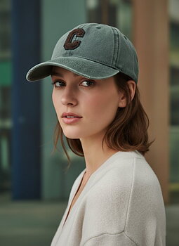 Cap C washed cotton green/brown