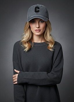 Cap C washed cotton black/black