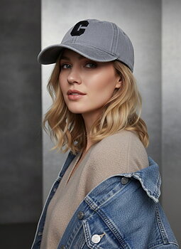 Cap C washed cotton grey/black