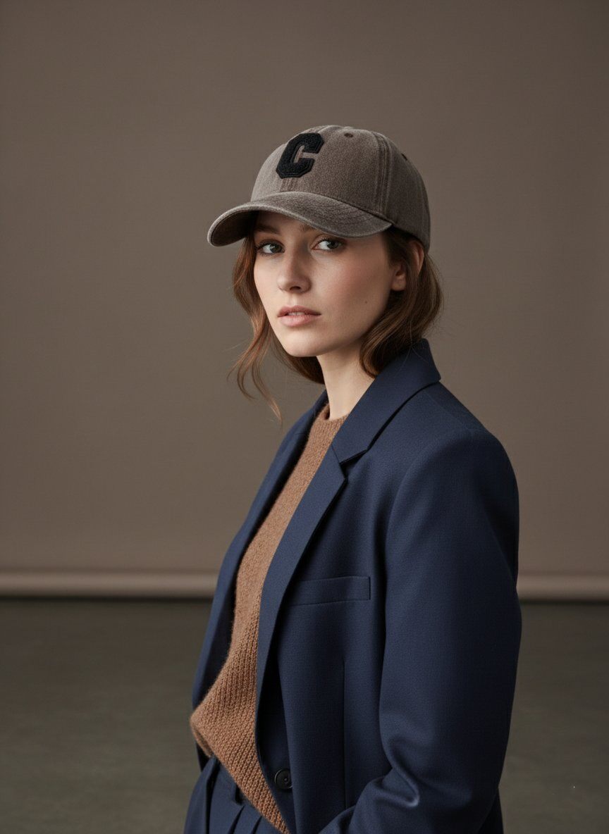 Cap C washed cotton brown/black