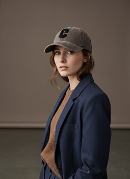 Cap C washed cotton brown/black