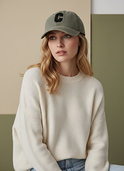 Cap washed cotton khaki/black