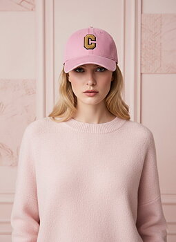 Cap C washed cotton pink/camel